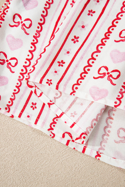 Bow Heart Top and Shorts Pajama Set