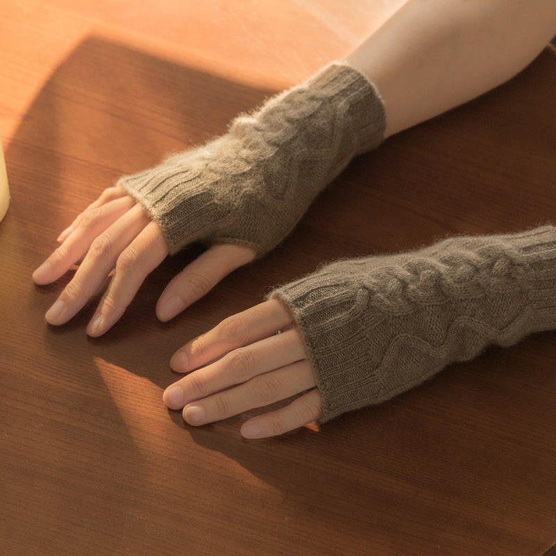 Cashmere Half Finger Twist Gloves