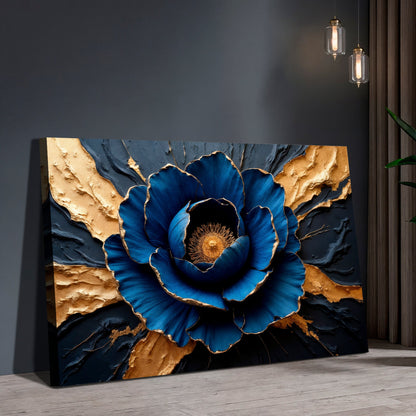 Sapphire Bloom Impasto Wall Art