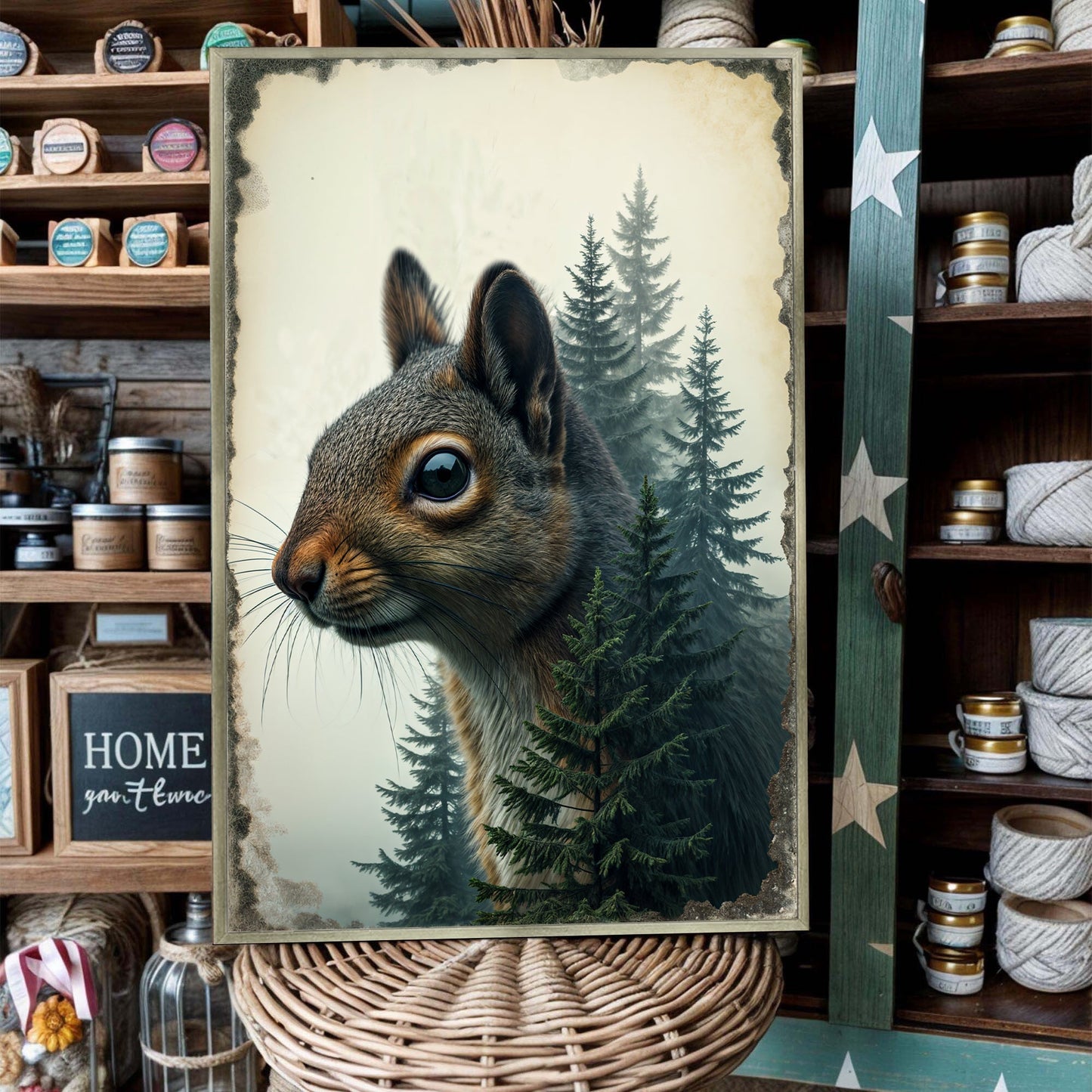 Squirrel Double Exposure Wall Art