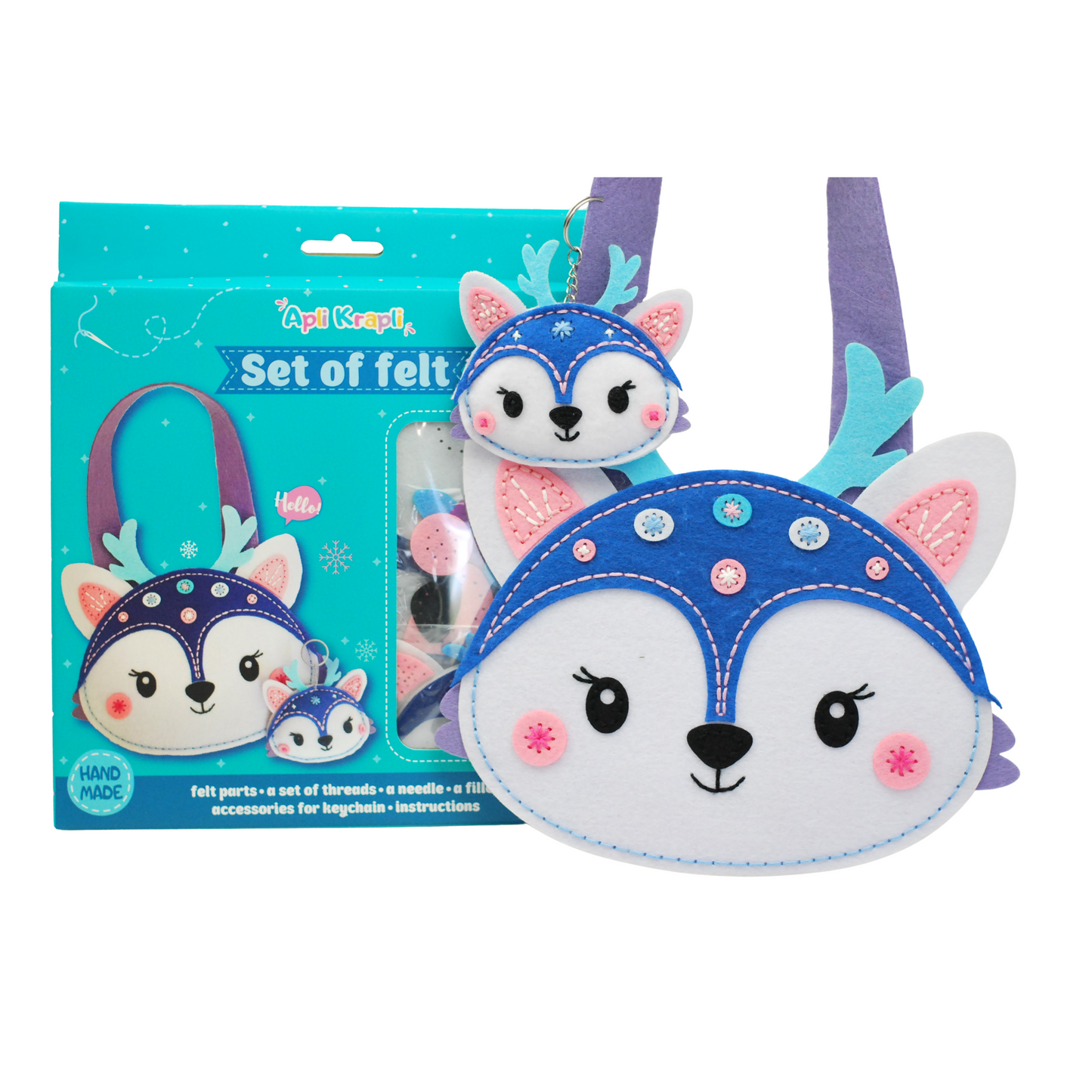 APLI Krapli - APLI Krapli Sewing Patterns Bag & Keychain Deer Printable Templates Materials Not Included Ages 10+