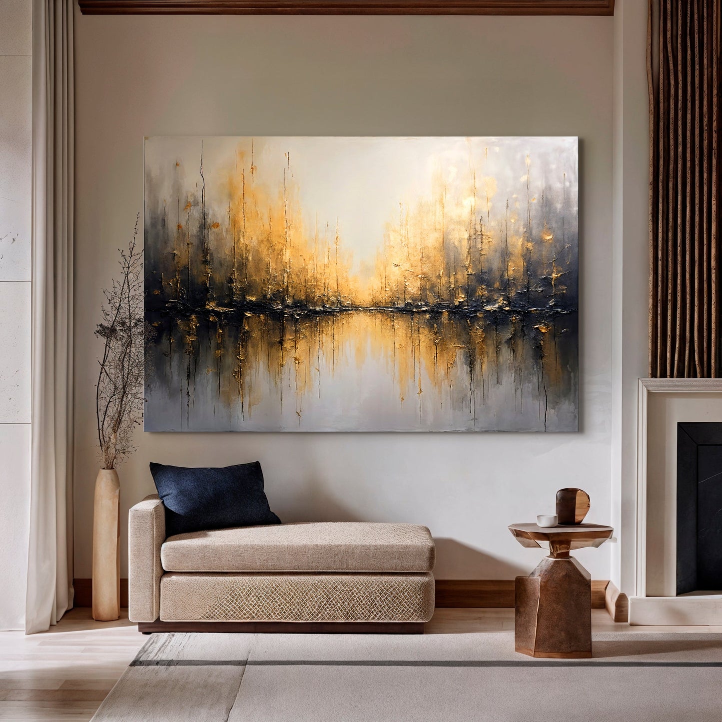 Golden Reflections Abstract Wall Art