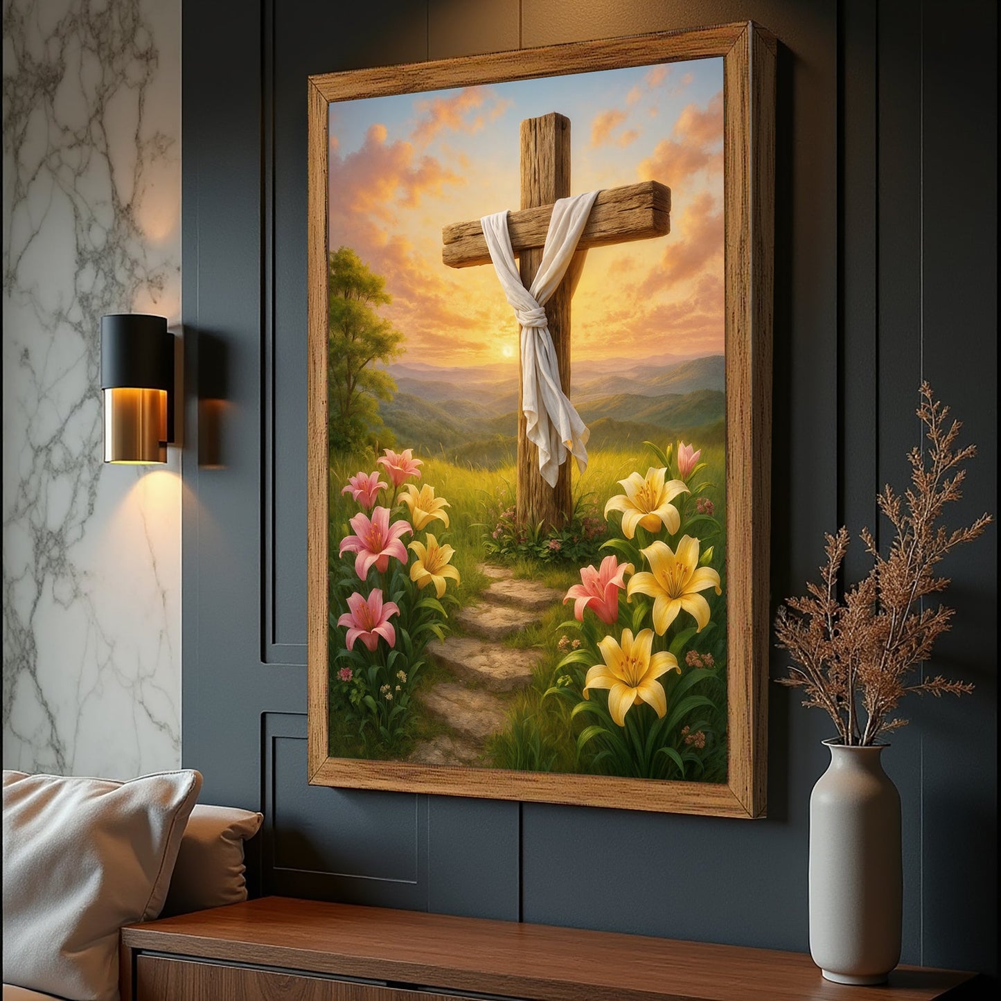 Cross and Flowers Faith Wall Art II