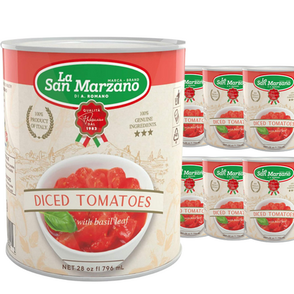 La San Marzano, Italian Diced Chopped Crushed Tomatoes 6 x Can 28 Oz