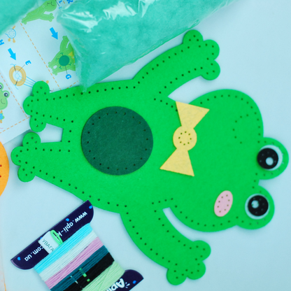 APLI Krapli - APLI Krapli Sewyourself Felt Toy Kit Frog Precut Felt Stuffing Thread & Safe Needle Ages 6+