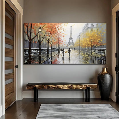 Parisian Rain Cityscape Impasto Wall Art