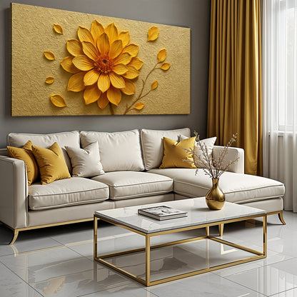 Golden Dandelion Minimalist Abstract Wall Art IV