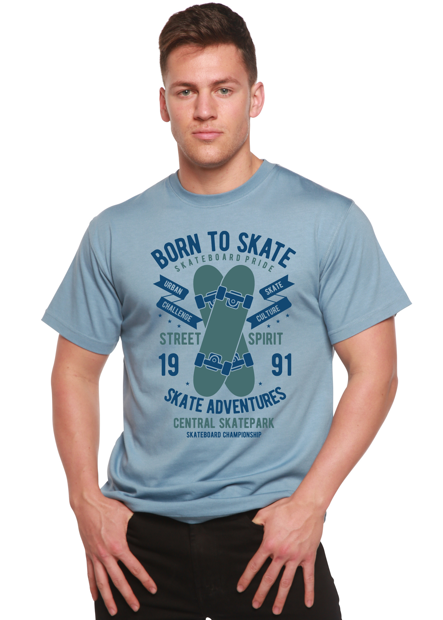 Born To Skate Men's Bamboo Viscose/Organic Cotton Short Sleeve Graphic T-Shirt