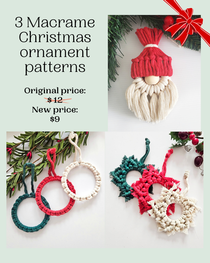 Macrame PDF pattern bundle - Christmas ornaments - Beginner friendly