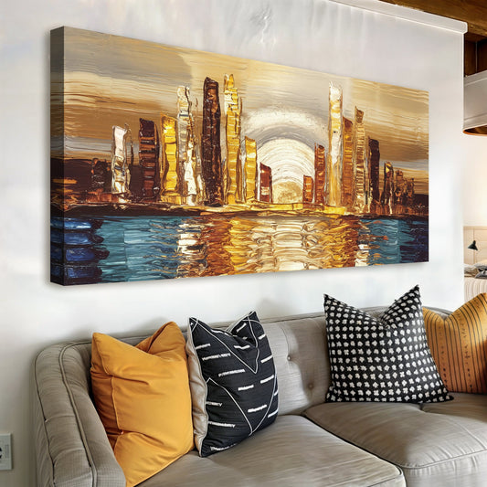 Golden Metropolis Abstract Impasto Wall Art