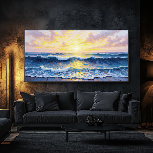 Golden Horizon Impasto Wall Art