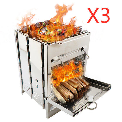 Lightweight Adjustable Camping Wood Stove - Windproof & Folding