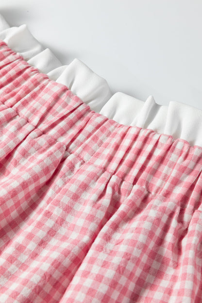 Plus Size Contrast Trim Plaid Shorts