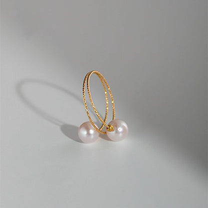 18K Gold Pearl Elastic Adjustable Ring