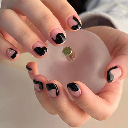 Oblique French Wearing Manicure Finished Fake Nails