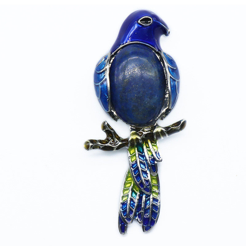 Gemstone Inlaid Brooch Pendant