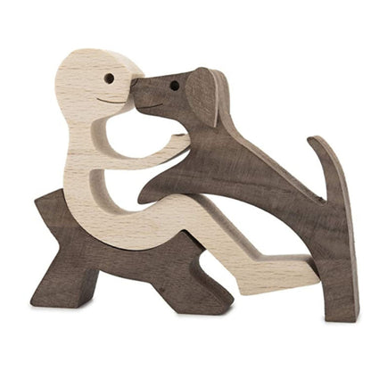 DIY Wooden Dog Figurine Sculpture Home Decor