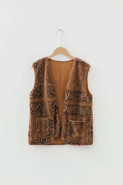 Western Paisley Sherpa Pocketed Vest