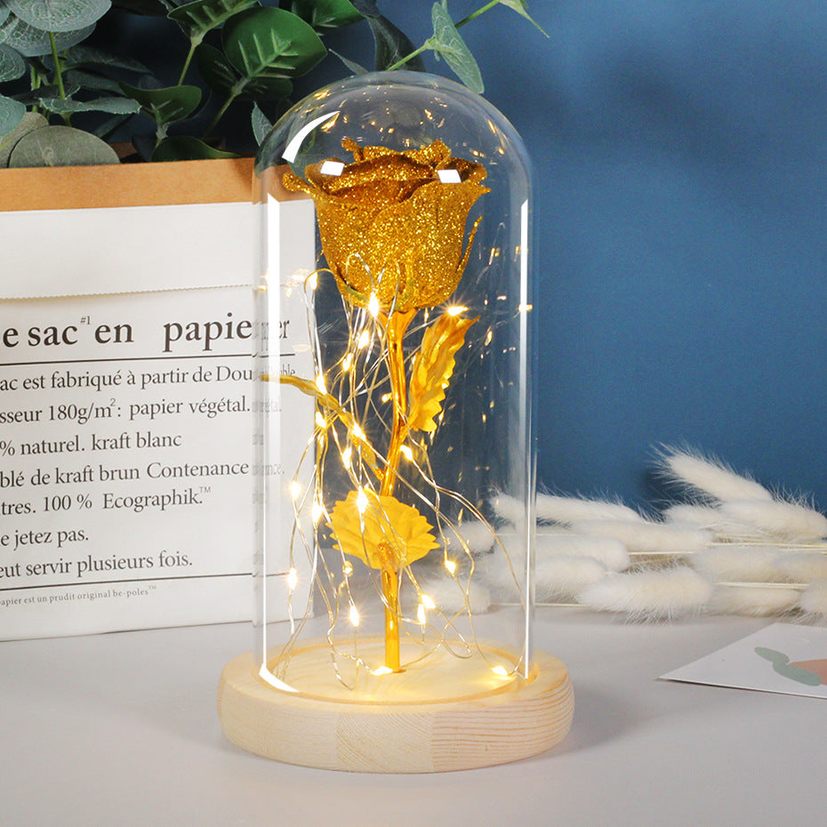 Eternal Rose with LED Light in Glass Cover