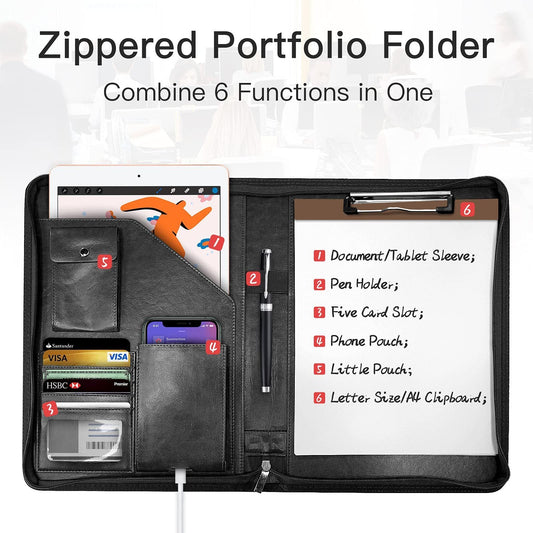 Zipper Leather Envelope Storage Bag