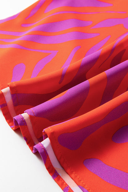 V-Neck Abstract Short Sleeve Cuff Blouse