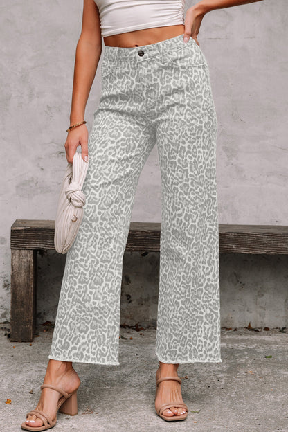 Frayed Edge Wide Leg High Waist Jeans