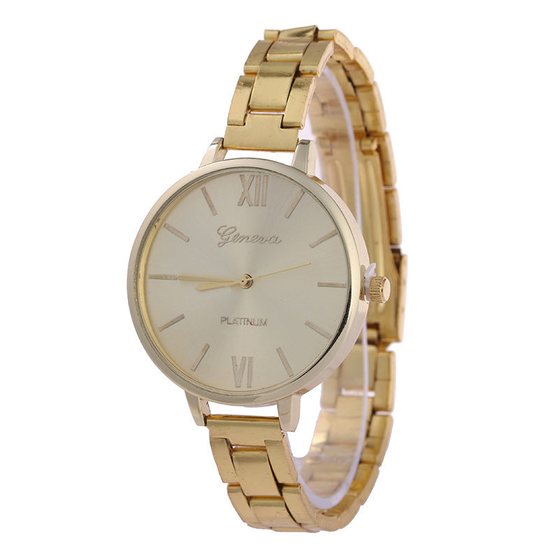 Geneva Large Dial Slim Band Quartz Watch
