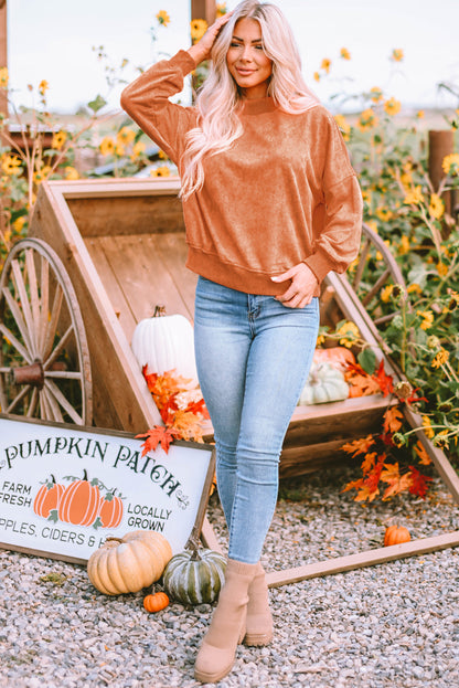 Drop Shoulder Crew-Neck Pullover Sweatshirt