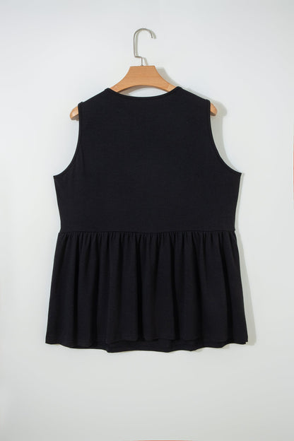 Plus Size Solid Bow-Tie Peplum Tank Top