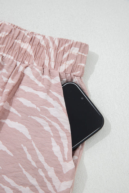 Abstract Cuff Top & Shorts Loose Set