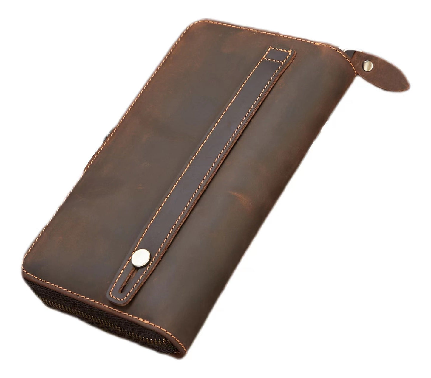 Retro Hand Zipper Men's Leather Wallet