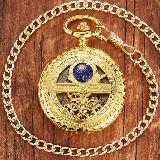 Golden Retro Semi-automatic Mechanical Pocket Watch