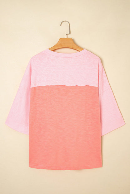 Flower Patch Exposed Seam Bracelet Sleeve T-Shirt