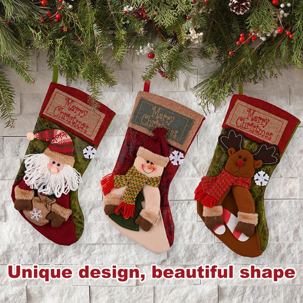 Christmas Stocking Santa Snowman Decor