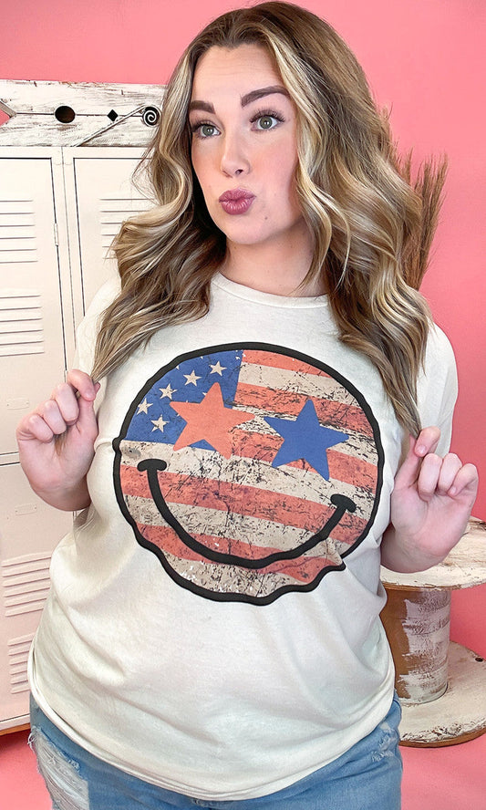 American Retro Smiley Graphic Shirt