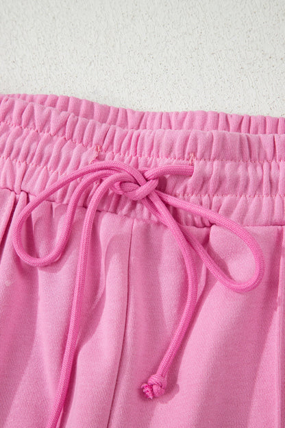 Solid V-Neck Pullover and Drawstring Sweatpants Set