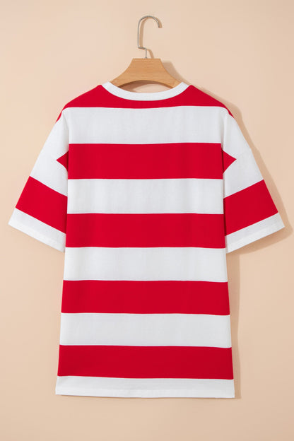 Stripe Colorblock Oversize Tunic Tee