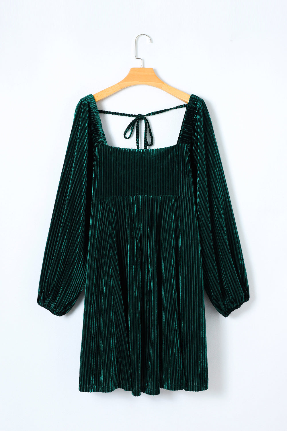 Velvet Tie-Back Square Neck Babydoll Dress