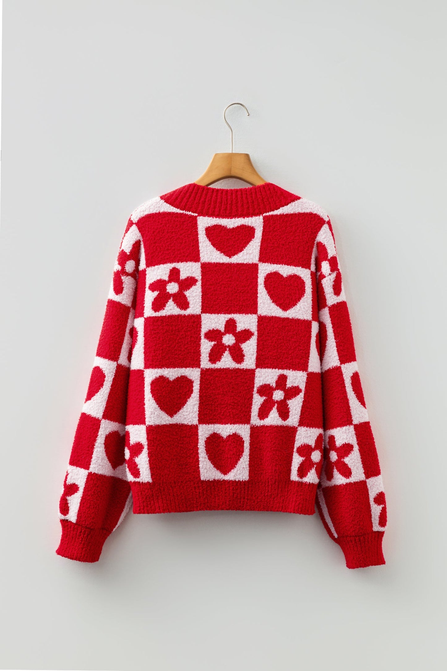 Valentine Heart V-Neck Long Sleeve Sweater