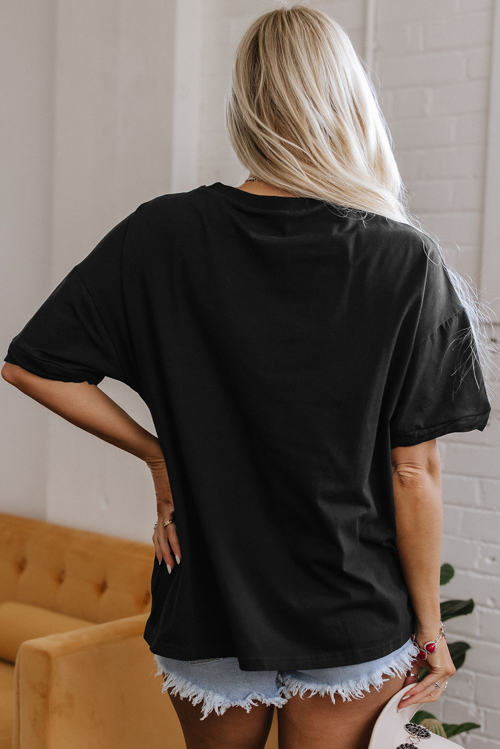 Loose Half Sleeve Hi Low Hem T-Shirt