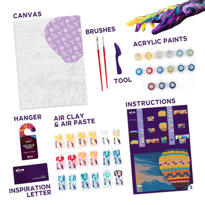 OKTO Air-Dry Clay 3D Painting Kit – Hot Air Balloon (11.8 x 15.7 in)