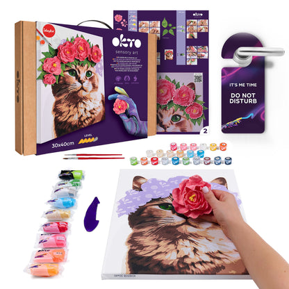 OKTO Air-Dry Clay 3D Painting Kit – Kit a Cat in a Flower Crown (11.8 x 15.7 in)