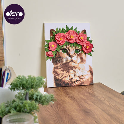 OKTO Air-Dry Clay 3D Painting Kit – Kit a Cat in a Flower Crown (11.8 x 15.7 in)