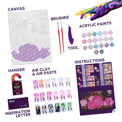 OKTO Air-Dry Clay 3D Painting Kit – Kit Hummingbirds (11.8 x 15.7 in)