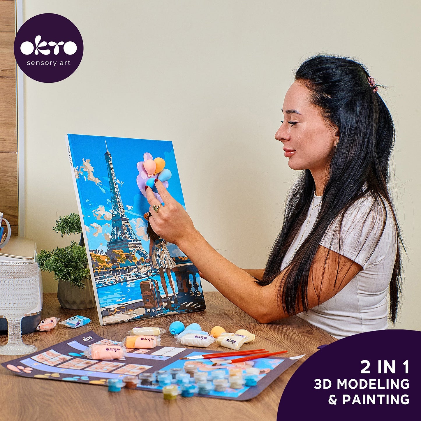 OKTO Air-Dry Clay 3D Painting Kit – Greetings From Paris (11.8 x 15.7 in)