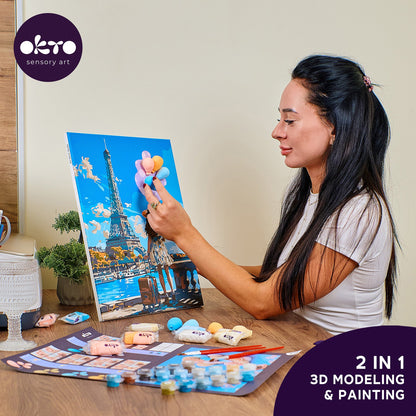 OKTO Air-Dry Clay 3D Painting Kit – Greetings From Paris (11.8 x 15.7 in)