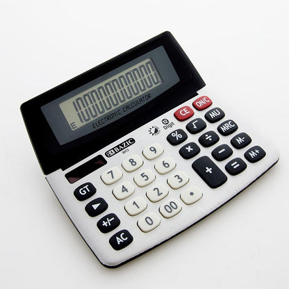 12-Digit Dual Power Desktop Calculator w/ Adjustable Display