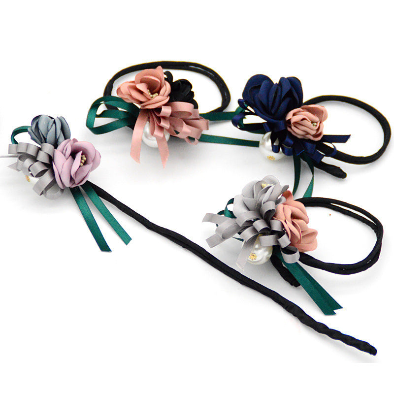 Korean Pearl Flower Hair Bun Accessory