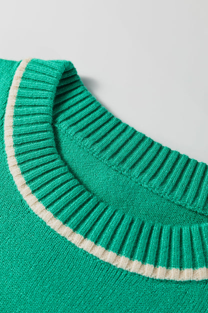 Colorblock Contrast Trim Drop Shoulder Baggy Sweater