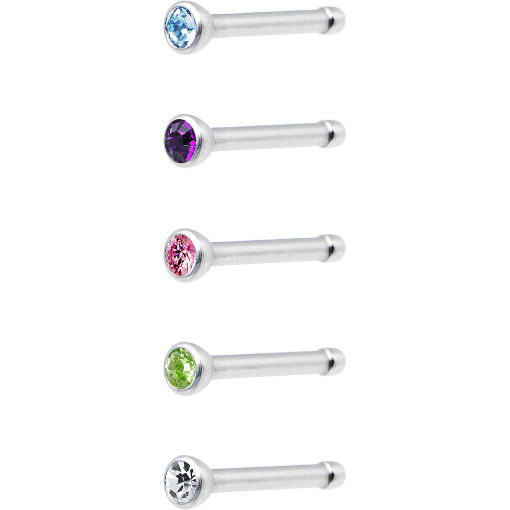 18G Stainless Steel CZ Nose Bone Pack Set